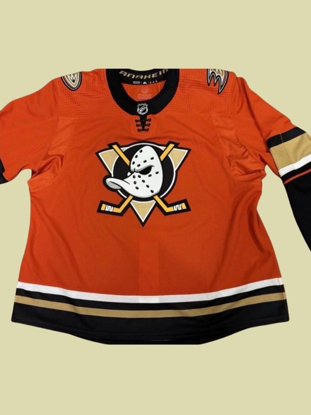 adidas Orange Hockey Jersey with Black, White & Gold Accents Size 54 Blank